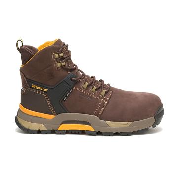 Caterpillar CAT EDGE Waterproof Nano toe μποτακια ασφαλειασ ανδρικα καφε | CAT079-GR