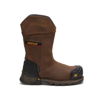 Caterpillar Excavator XL Pull On Waterproof Composite toe μποτεσ εργασιασ ανδρικα καφε | CAT195-GR